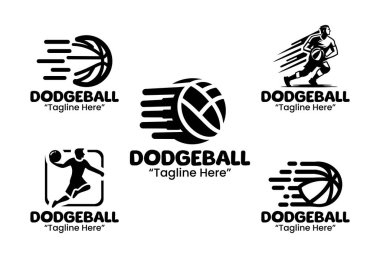 Siyah beyaz 5 yakartop logosu koleksiyonu. İçinde enerjik ve cesur imgeler var. Takımlar, turnuvalar ve ligler için ideal eğlence, takım çalışması ve rekabetçi oyun.