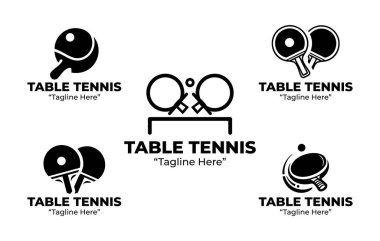 Masa tenisi kulüpleri, etkinlikler ve turnuvalar için mükemmel siyah-beyaz masa tenisi logosu koleksiyonu. Modern ve rekabetçi bir görünüş için hızlı ve enerjik tasarımlar..
