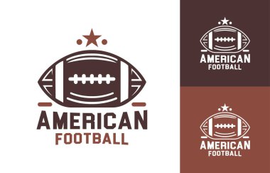 Amerikan futbol toplarını temsil eden güçlü ve cesur bir logo tasarımı rekabetçi ruh ve gücü temsil ediyor.