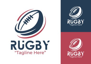 Güç, takım çalışması ve rekabeti temsil eden cesur ve güçlü bir rugby logosu, rugby takımları ve turnuvalar için mükemmel..