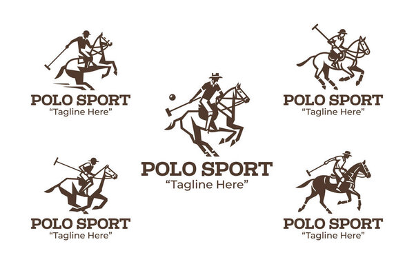 A collection of 5 polo sport logo designs that capture the luxury and competitive nature of polo. Perfect for polo clubs, events, and sports businesses seeking a premium brand image.