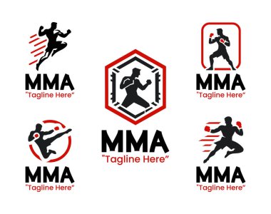 Çarpıcı, yakalama ve kafes dövüşü temalı 5 adet MMA logo dizaynı. Dövüş salonları, terfiler, akademiler ve rekabetçi dövüş markaları için mükemmel..