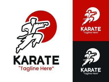 Geleneksel karate pozları olan klasik bir dojo amblemi. Üniformalar, okullar ve dövüş sanatları akademileri için mükemmel..