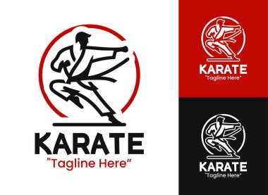 Enerji dolu bir karate sembolü. Etkinlikler, yarışmalar ve canlı askeri markalar için ideal..