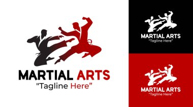 Dojolar, eğitim akademileri ve rekabetçi dövüş markaları için tasarlanmış modern bir savaş sanatları amblemi..
