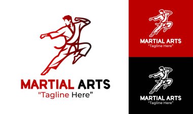Akademiler, gençlik programları ve geleneksel savaş markaları için yapılmış bir minimalist dövüş sanatları kimliği..