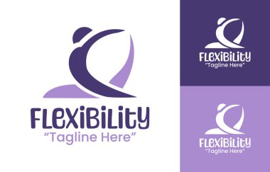 Logo fleksibilitas berkonsep fluid motion cocok untuk program mobilitas, esneme stüdyosu, Dan Wellness modern.