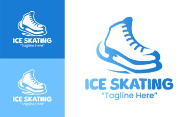 Modern dinamik buz pateni logosu kış etkinlikleri, buz pateni akademileri ve spor giyim markaları için ideal performansa odaklı..