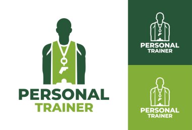 Logo kişisel antrenörü yang menonjolkan kimlikleri kekuatan modern untuk layanan PT premium dan kelas kecil intensif.