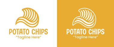 Atıştırmalık markalar, gıda ambalajları ve günlük perakende kimliği için tasarlanmış modern bir patates cipsi logosu..