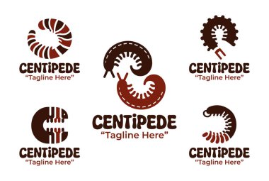 5 kırkayak logosundan oluşan modern bir minimalist koleksiyon markalaşma ve kimlik projeleri için böcek avcısı temaları içeriyor.