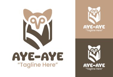 Modern bir minimalist aye logosu profesyonel vahşi yaşam markası ve eşsiz hayvan kimliği için tasarlandı..