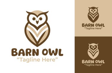 Sakin bir yaban hayatı karakterine sahip profesyonel markalaşma için tasarlanmış modern bir minimalist ambar baykuşu logosu..