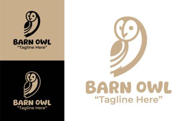 Zarif yaban hayatı markalaşması ve görsel kimlik sistemleri için tasarlanmış modern bir minimalist ahır baykuşu logosu..