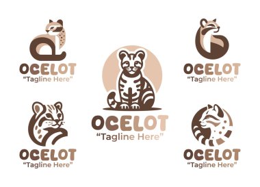 5 ozel logodan oluşan modern bir minimalist koleksiyon markalaşma ve kimlik projeleri için çevik vahşi kedi temalarını sergiliyor.