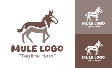 Kırsal markalar, tarım hizmetleri ve tarımsal kimlik kullanımı için oluşturulmuş temiz bir modern minimalist katır logosu.