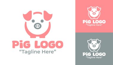 Çiftlik markaları, gıda şirketleri ve temiz tarımsal görsel kimlik için tasarlanmış modern bir minimalist domuz logosu..