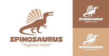 Cesur markalaşma ve tarih öncesi görsel kimlik için tasarlanmış modern bir minimalist spinosaurus logosu.