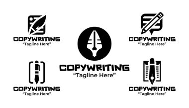 Yaratıcı ve pazarlama ihtiyaçları için tasarlanmış siluet stiline sahip 5 adet metin yazarlığı ajansının modern bir minimalist koleksiyonu..