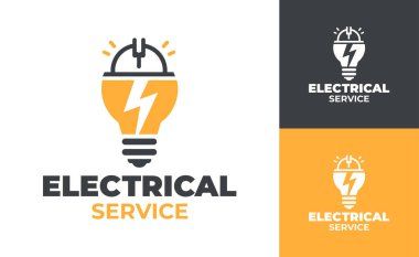 Elektrik şirketleri, elektrik bakım hizmetleri ve enerji yüklenicileri için uygun modern bir minimalist elektrik servis logosu.