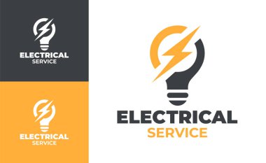 Elektrik kurulum şirketleri, elektrikçiler ve teknik servis markaları için tasarlanmış modern bir minimalist elektrik servis logosu..