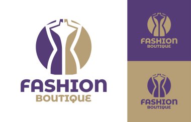 Modern minimalist moda butik logosu kaliteli giyim markaları, şık butikler ve lüks kıyafet kimlikleri için idealdir..