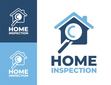 İnşaat müfettişleri, emlak güvenlik firmaları ve konut değerlendirme markaları için oluşturulmuş modern bir minimalist ev teftiş hizmeti logosu.