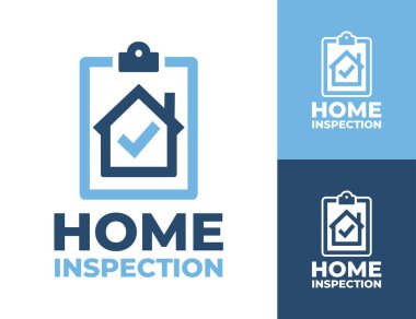 Konut değerlendirme şirketleri, bina teftiş hizmetleri ve emlak denetleme markaları için geliştirilmiş modern bir minimalist ev teftiş logosu.