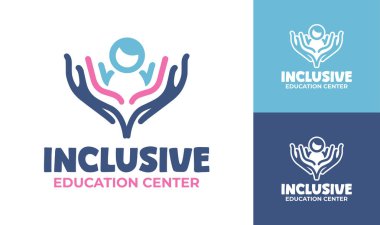 Eğitim destek hizmetleri, çocuk gelişimi merkezleri ve kapsayıcı okul markaları için modern bir minimalist kapsayıcı eğitim merkezi logosu.