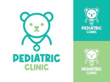 Çocuk sağlığı hizmetleri, aile klinikleri ve tıbbi markalaşma için tasarlanmış modern bir minimalist çocuk kliniği logosu..