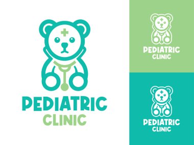 Çocuk doktorları, çocuk hastaneleri ve sağlık kurumları için uygun modern bir minimalist pediatri kliniği logosu.