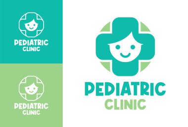 Çocuk odaklı sağlık merkezleri ve aile sağlığı uygulamaları için modern bir minimalist pediatri kliniği logosu oluşturuldu.