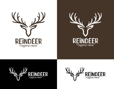 Pazarlama ve kurumsal kimliği geliştirmek için kafa şeklinde güvenilir bir ren geyiği amblemine ihtiyaç duyan markalar ve kurumlar için yapılmış..