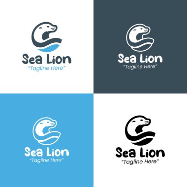 Deniz ürünleri, akvaryumlar ve kıyı turizmi markaları için cesur bir Deniz Aslanı logosu olarak tasarlandı..