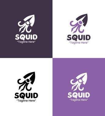 Tanınabilir bir mürekkep balığı amblemi arayan deniz ürünleri ve deniz ürünleri markaları için yaratıldı..