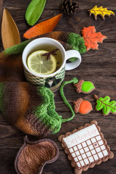 Té con limón y especias aromáticas — Foto de Stock