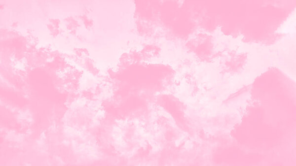 Пастельно-розовый акварельный фон неба с размытыми облаками, панорама