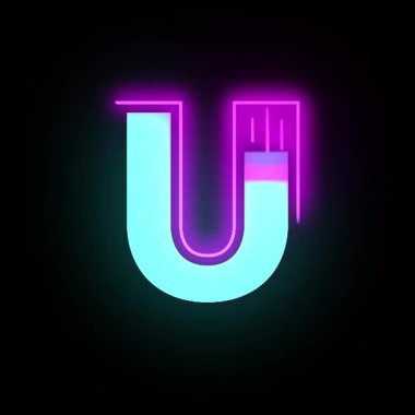 u neon ışığı harfi.