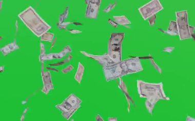 Yeşil arka planda Amerikan dolarlarına çoklu maruz kalma