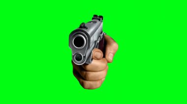 Yeşil arka planda yeşil el silahı, 3 boyutlu illüstrasyon