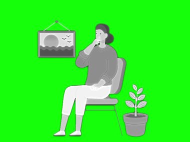 Dizüstü bilgisayarda çalışan kadın. Düz olarak vektör illüstrasyonu