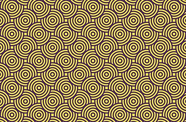 Üst üste binen çok renkli daireler vektör arkaplanı. Kusursuz Japon dalgaları..