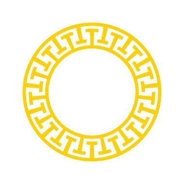 Soyut sarı renk Yunan kıvrımlı daire çerçeve sanatı