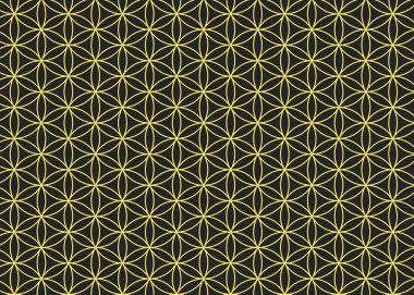 Yaşamın soyut koyu gri ve sarı desenli deseni. Ana hatlar kutsal geometri dokusu şablonu.