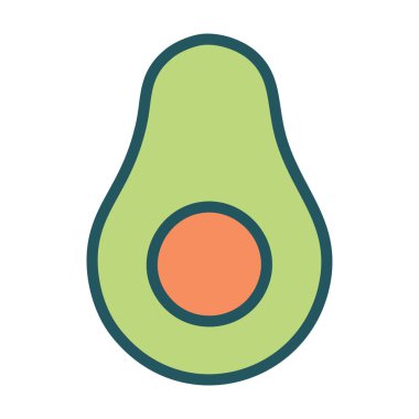 Avokado yassı ikonu. Beyaz arkaplanda meyvelerin vektör illüstrasyonu.
