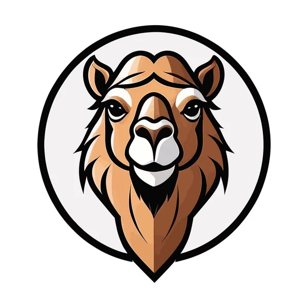 Deve kafalı maskot. Develerin vektör çizimi beyaz arkaplanda izole edilmiş bir maskot yüzüdür.