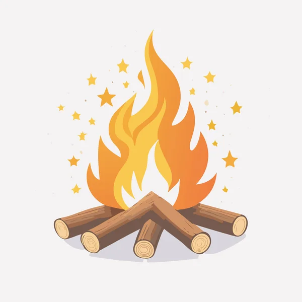 Kamp ateşi ikonu. Çizgi film tarzında vektör illüstrasyonu.