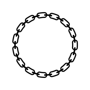 Beyaz arkaplan üzerinde zincir simgesi, Çizgi biçimi çember sınır vektörü çizimi.
