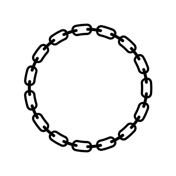 Beyaz arkaplan üzerinde zincir simgesi, Çizgi biçimi çember sınır vektörü çizimi.