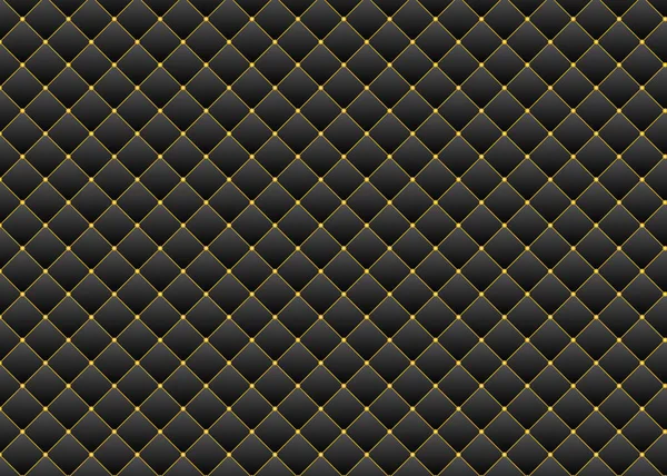 Altın düğmeli ve kenarlı kusursuz eşkenar dörtgen. 3D koyu renk döşeme deri dokuma lüks arka plan.